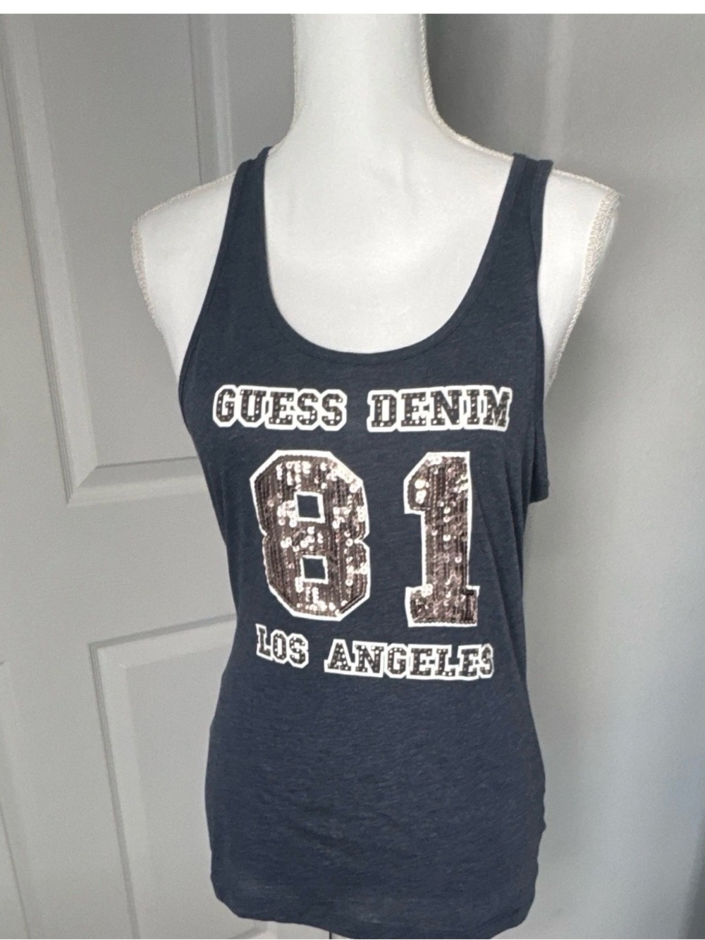 Guess Navy Sequin '81' Tank Top
